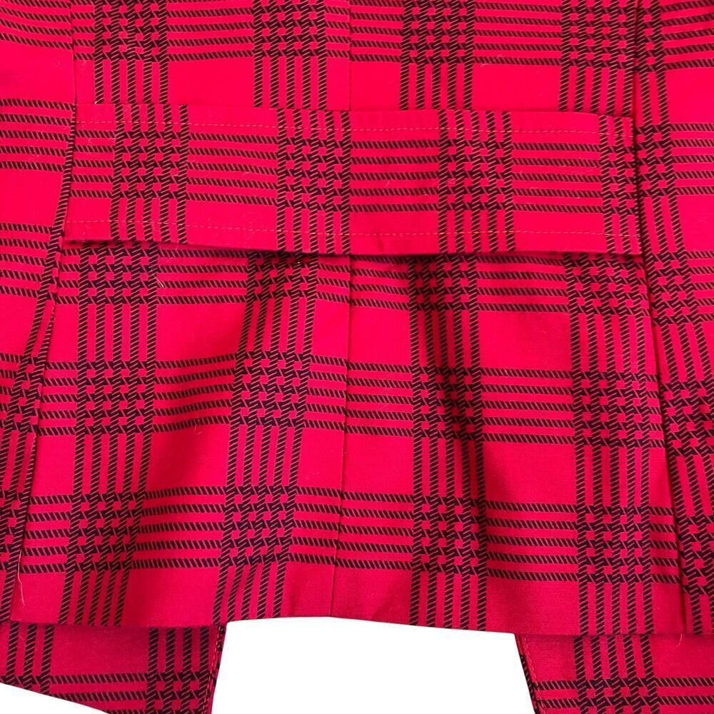 Guess Sz M Red & Black Plaid Double-Breasted Military Style Vest Punk Rock Y2K - Picture 10 of 16